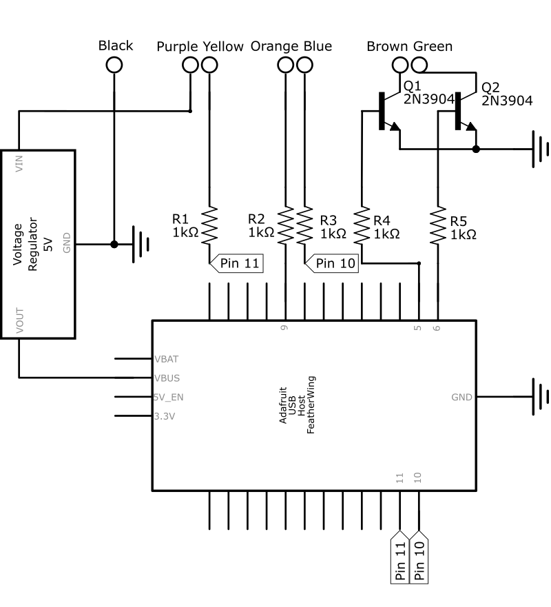 Schematic for custom PlayStation 1 controller
